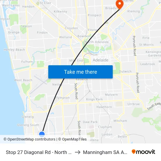 Stop 27 Diagonal Rd - North East side to Manningham SA Australia map
