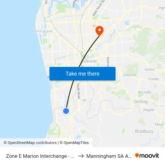 Zone E Marion Interchange - South side to Manningham SA Australia map