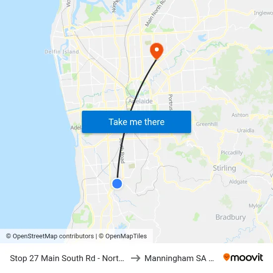 Stop 27 Main South Rd - North West side to Manningham SA Australia map