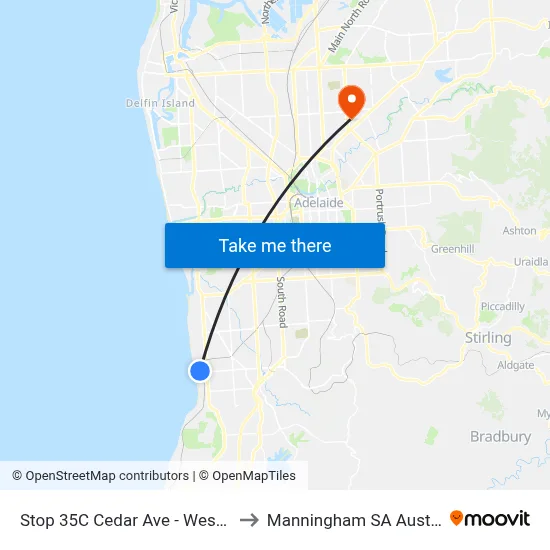 Stop 35C Cedar Ave - West side to Manningham SA Australia map