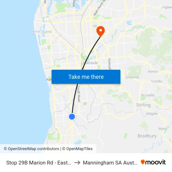 Stop 29B Marion Rd - East side to Manningham SA Australia map