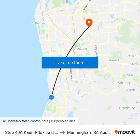 Stop 40A Kauri Pde - East side to Manningham SA Australia map