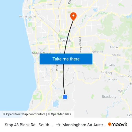 Stop 43 Black Rd - South side to Manningham SA Australia map