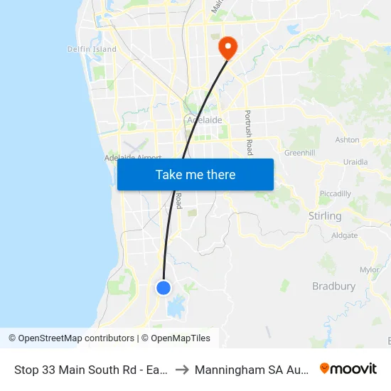 Stop 33 Main South Rd - East side to Manningham SA Australia map