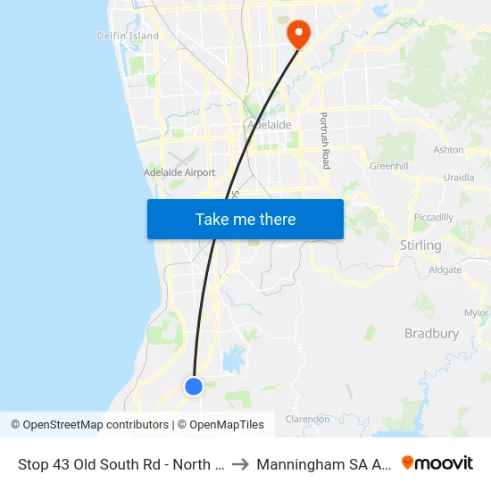 Stop 43 Old South Rd - North West side to Manningham SA Australia map