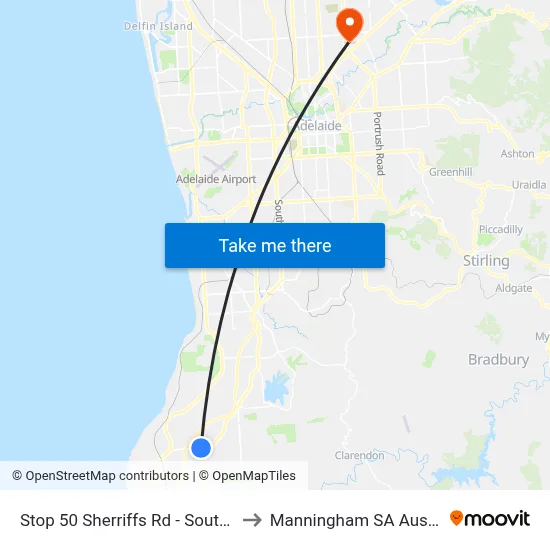 Stop 50 Sherriffs Rd - South side to Manningham SA Australia map