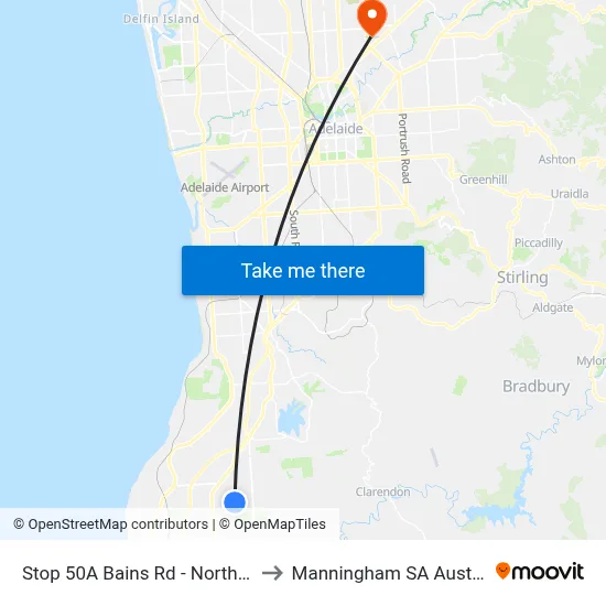 Stop 50A Bains Rd - North side to Manningham SA Australia map