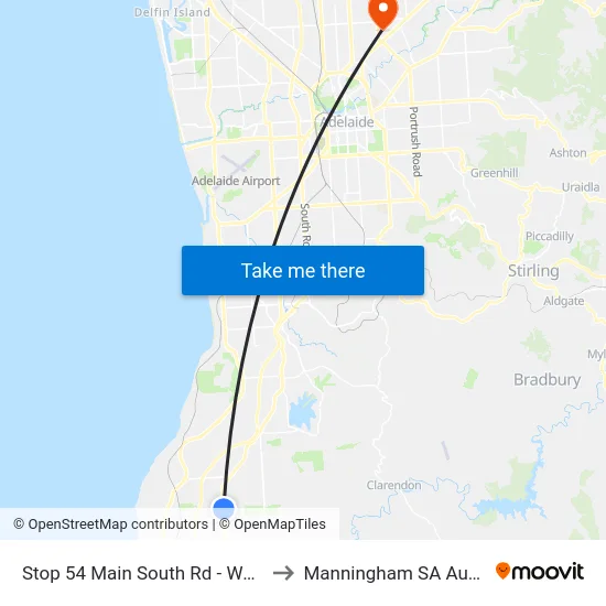 Stop 54 Main South Rd - West side to Manningham SA Australia map