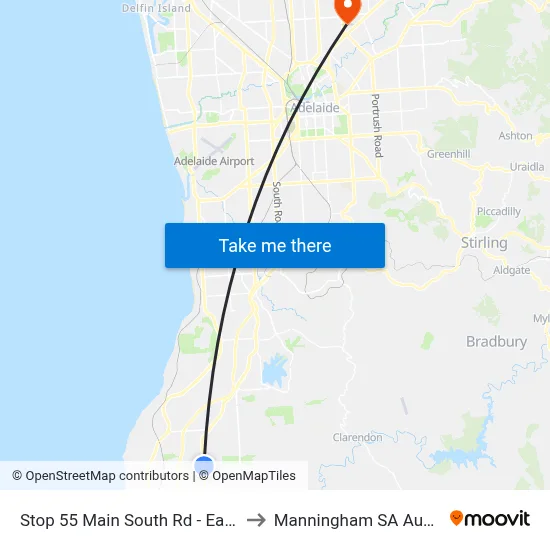 Stop 55 Main South Rd - East side to Manningham SA Australia map