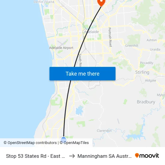 Stop 53 States Rd - East side to Manningham SA Australia map