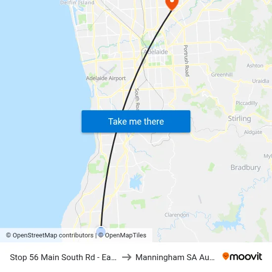 Stop 56 Main South Rd - East side to Manningham SA Australia map
