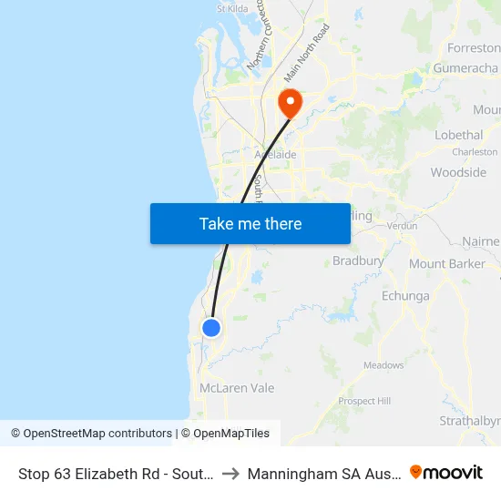 Stop 63 Elizabeth Rd - South side to Manningham SA Australia map