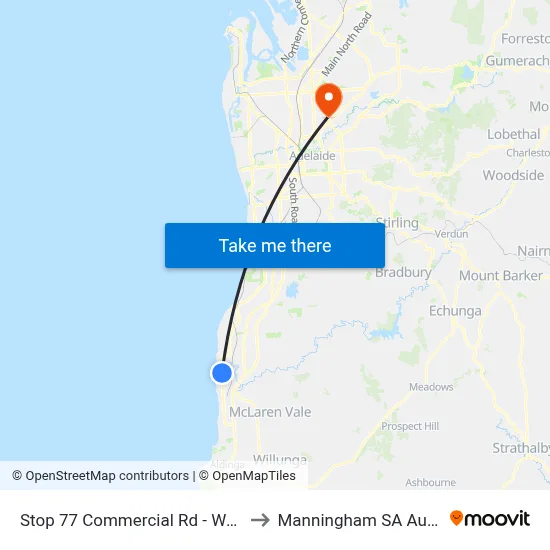 Stop 77 Commercial Rd - West side to Manningham SA Australia map