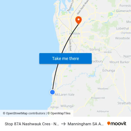 Stop 87A Nashwauk Cres - North side to Manningham SA Australia map