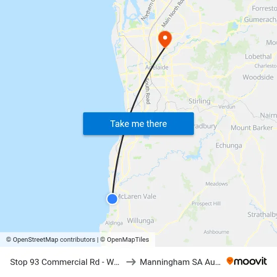 Stop 93 Commercial Rd - West side to Manningham SA Australia map