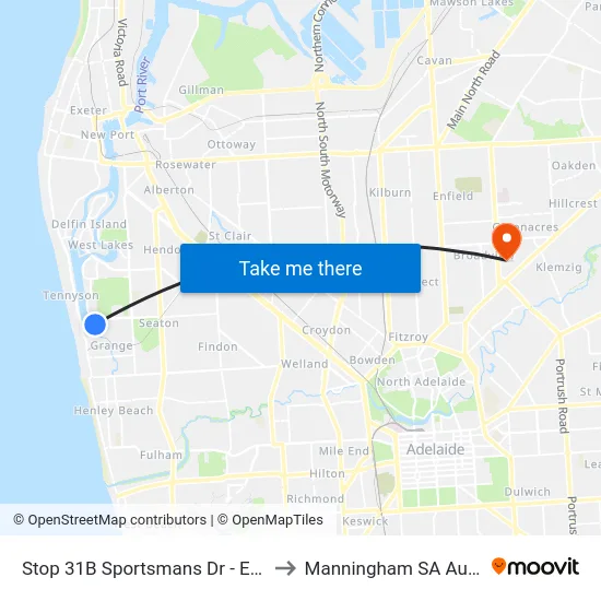 Stop 31B Sportsmans Dr - East side to Manningham SA Australia map