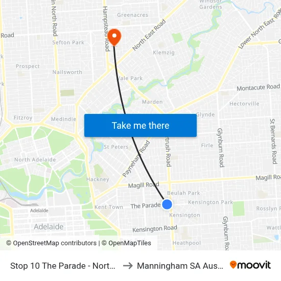 Stop 10 The Parade - North side to Manningham SA Australia map