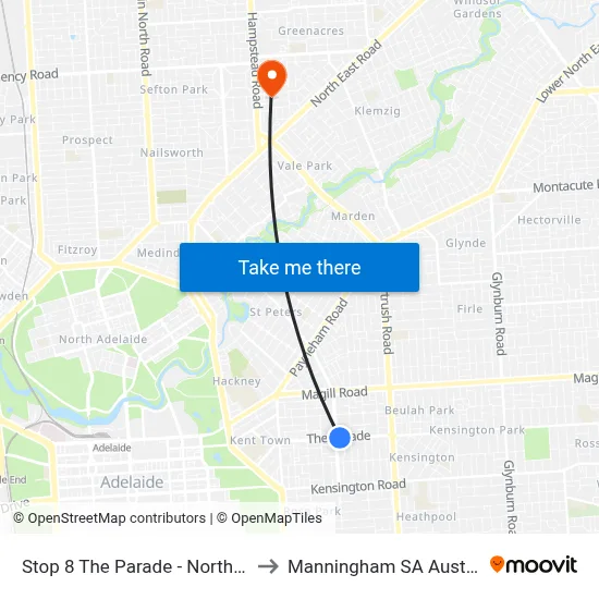 Stop 8 The Parade - North side to Manningham SA Australia map
