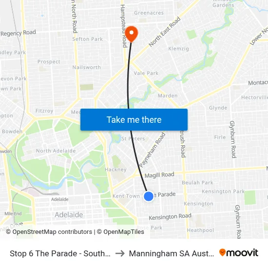 Stop 6 The Parade - South side to Manningham SA Australia map