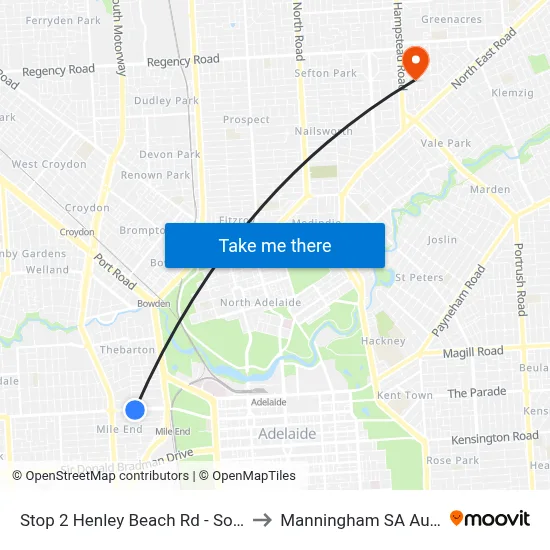 Stop 2 Henley Beach Rd - South side to Manningham SA Australia map