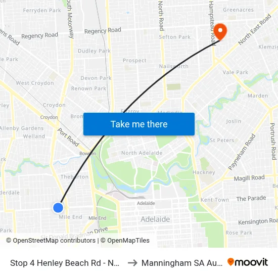 Stop 4 Henley Beach Rd - North side to Manningham SA Australia map