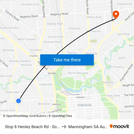 Stop 8 Henley Beach Rd - South side to Manningham SA Australia map
