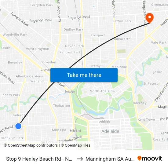 Stop 9 Henley Beach Rd - North side to Manningham SA Australia map