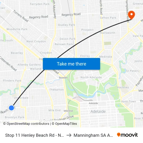 Stop 11 Henley Beach Rd - North side to Manningham SA Australia map