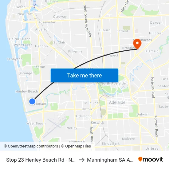 Stop 23 Henley Beach Rd - North side to Manningham SA Australia map