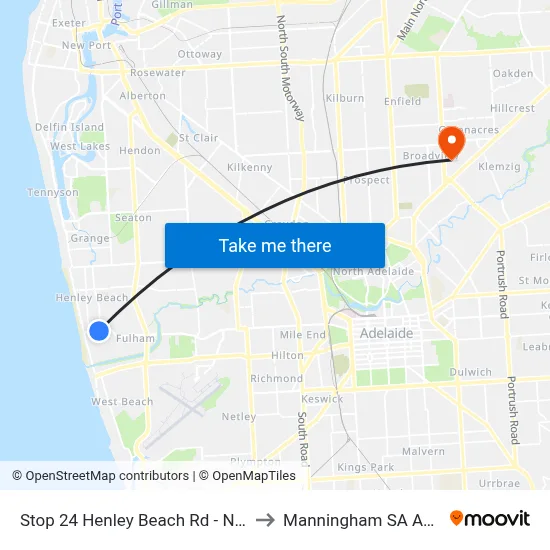 Stop 24 Henley Beach Rd - North side to Manningham SA Australia map