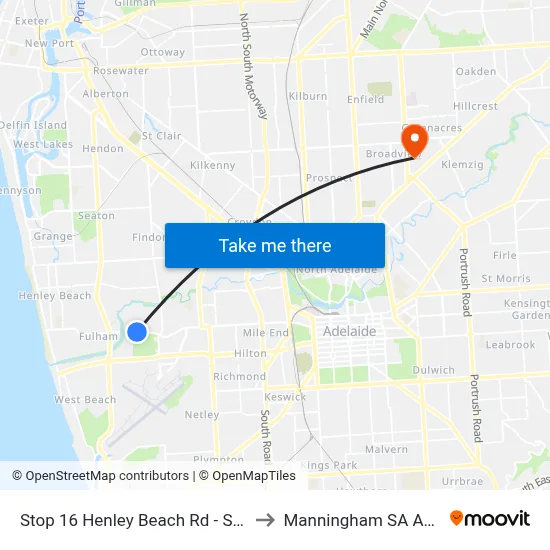 Stop 16 Henley Beach Rd - South side to Manningham SA Australia map