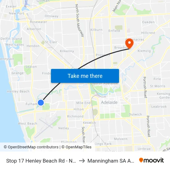 Stop 17 Henley Beach Rd - North side to Manningham SA Australia map
