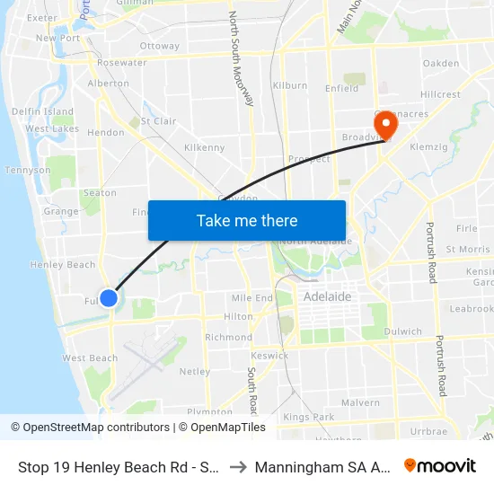 Stop 19 Henley Beach Rd - South side to Manningham SA Australia map