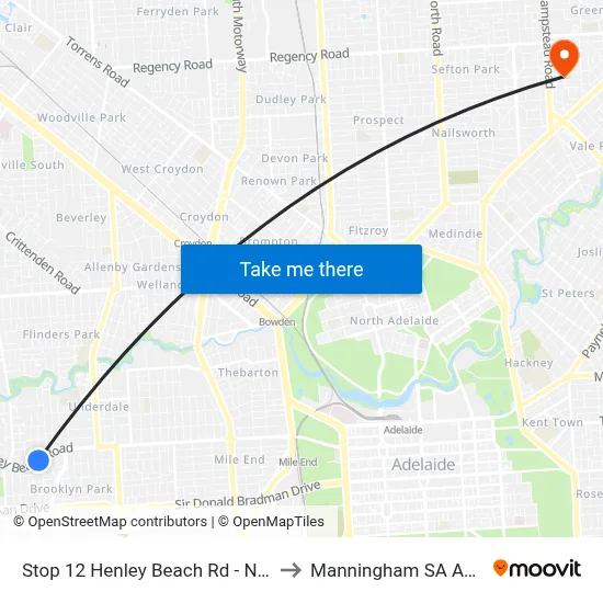 Stop 12 Henley Beach Rd - North side to Manningham SA Australia map