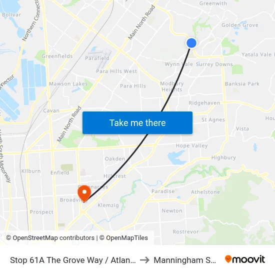 Stop 61A The Grove Way / Atlantis Dr - West side to Manningham SA Australia map