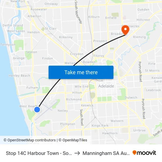 Stop 14C Harbour Town - South side to Manningham SA Australia map
