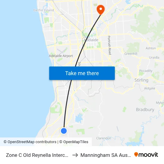 Zone C Old Reynella Interchange to Manningham SA Australia map