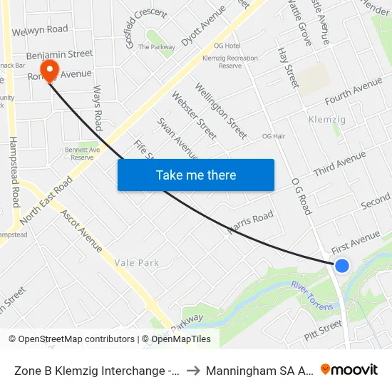 Zone B Klemzig Interchange - West side to Manningham SA Australia map