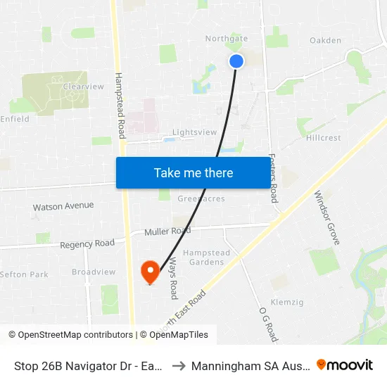 Stop 26B Navigator Dr - East side to Manningham SA Australia map
