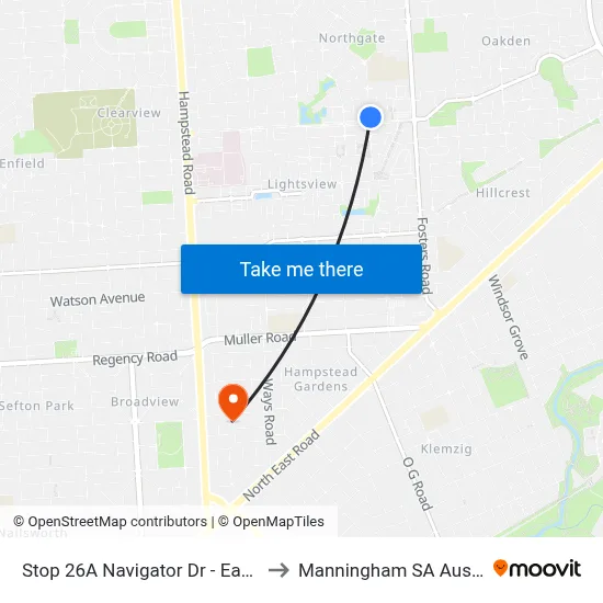 Stop 26A Navigator Dr - East side to Manningham SA Australia map