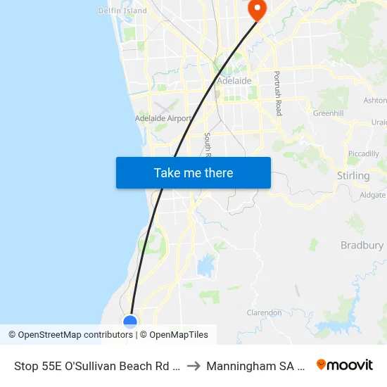 Stop 55E O'Sullivan Beach Rd - South side to Manningham SA Australia map