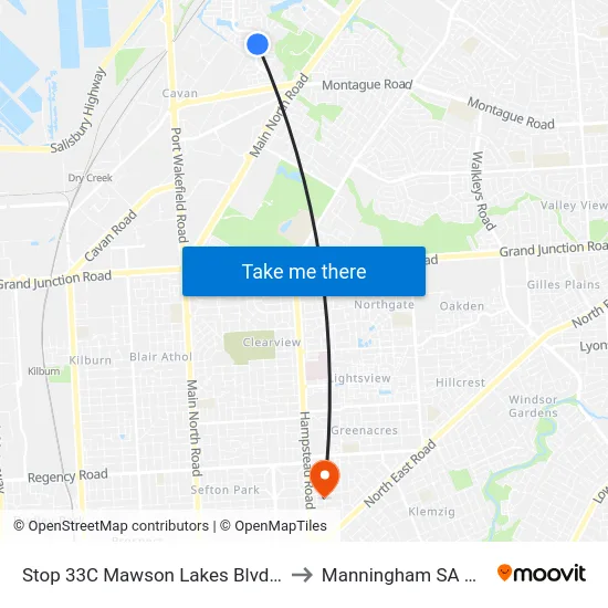 Stop 33C Mawson Lakes Blvd - East side to Manningham SA Australia map
