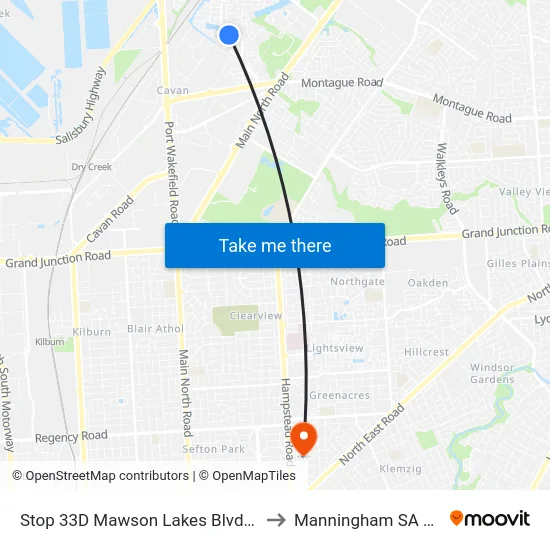 Stop 33D Mawson Lakes Blvd - South side to Manningham SA Australia map