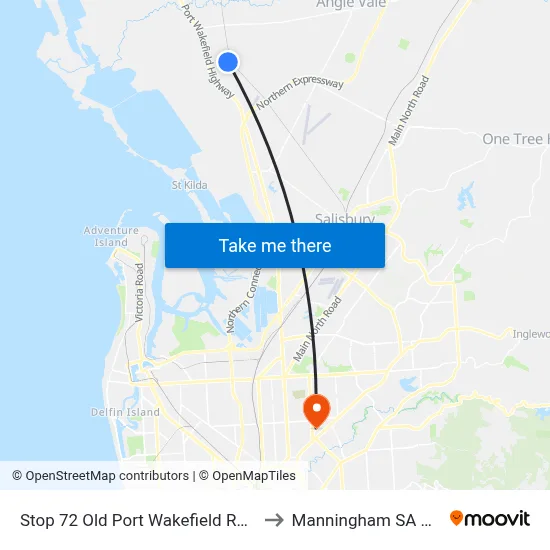 Stop 72 Old Port Wakefield Rd - East side to Manningham SA Australia map