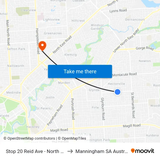 Stop 20 Reid Ave - North side to Manningham SA Australia map