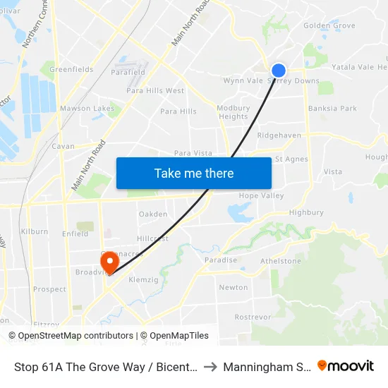 Stop 61A The Grove Way / Bicentennial Dr - North side to Manningham SA Australia map