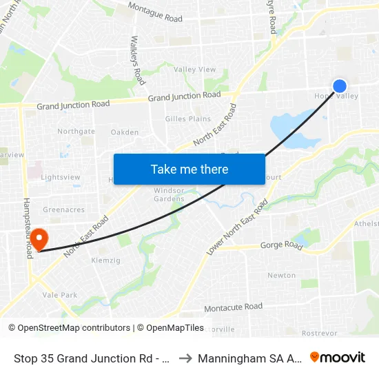 Stop 35 Grand Junction Rd - North side to Manningham SA Australia map
