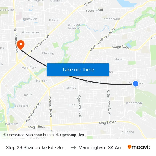 Stop 28 Stradbroke Rd - South side to Manningham SA Australia map