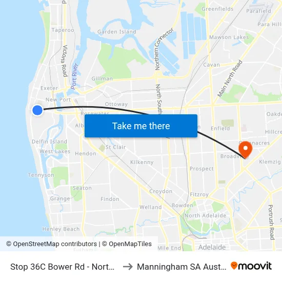 Stop 36C Bower Rd - North side to Manningham SA Australia map