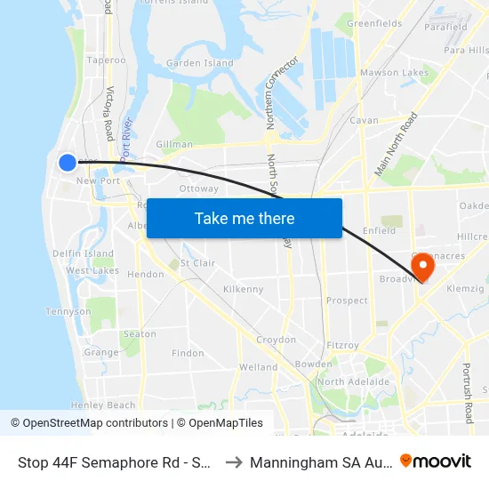 Stop 44F Semaphore Rd - South side to Manningham SA Australia map